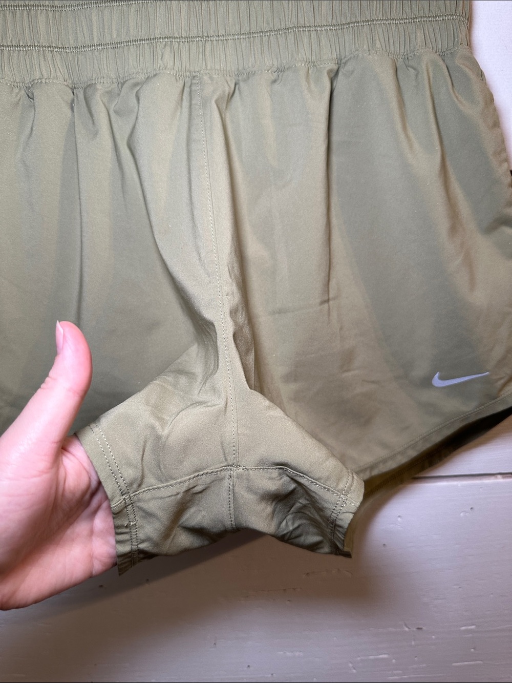 Nike Womens Dri-FIT Ultra High-Waisted 3" Lined Shorts Neutral Olive Medium - Picture 2 of 11